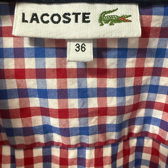 Lacoste Blue, Red & White Gingham Shirt with Chest Logo - Picture 9 of 9